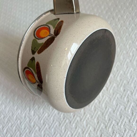 Vintage 70s Aubecq Pot Enamel Coated Steel Frying Pot Made in France, 1970s - Picture 11 of 15